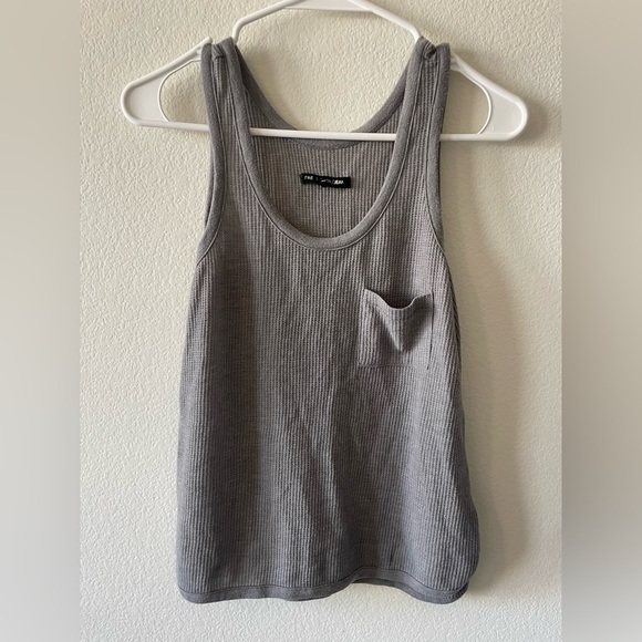 Rag and bone jeans waffle knit dark grey tank top - Picture 1 of 3